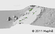 Physical Panoramic Map of Grenadines, desaturated
