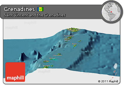 Satellite Panoramic Map of Grenadines