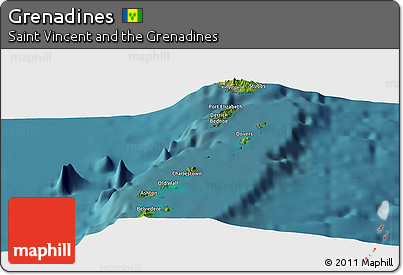 Satellite Panoramic Map of Grenadines