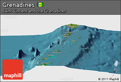 Satellite Panoramic Map of Grenadines