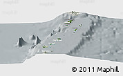 Satellite Panoramic Map of Grenadines, lighten, semi-desaturated