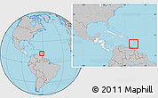 Gray Location Map of Saint Vincent and the Grenadines, highlighted continent, within the entire continent