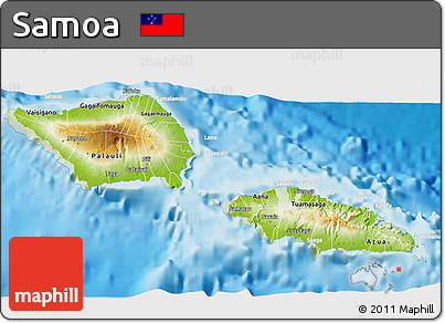 Physical 3D Map of Samoa, lighten, land only