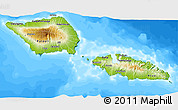 Physical 3D Map of Samoa, single color outside, bathymetry sea