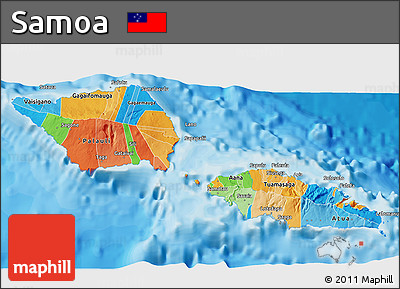 Political 3D Map of Samoa