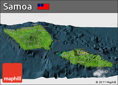 Satellite 3D Map of Samoa, darken