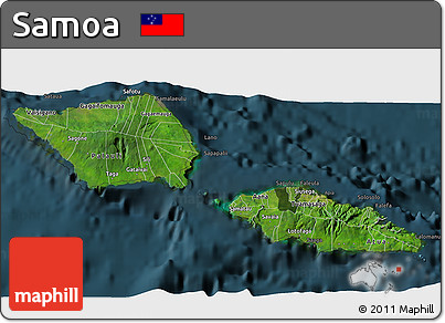 Satellite 3D Map of Samoa, darken