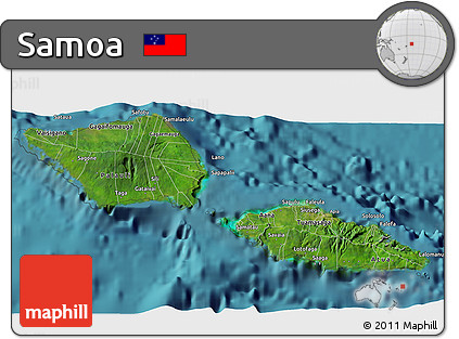 Satellite 3D Map of Samoa