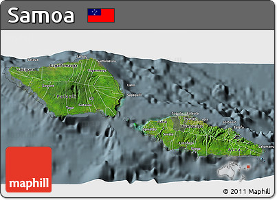 Satellite 3D Map of Samoa, semi-desaturated