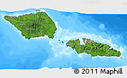 Satellite 3D Map of Samoa, single color outside, bathymetry sea