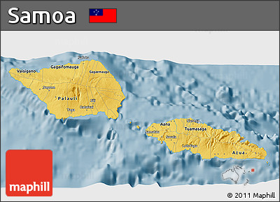 Savanna Style 3D Map of Samoa, single color outside