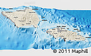 Shaded Relief 3D Map of Samoa, darken, desaturated, land only