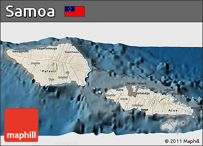 Shaded Relief 3D Map of Samoa, darken