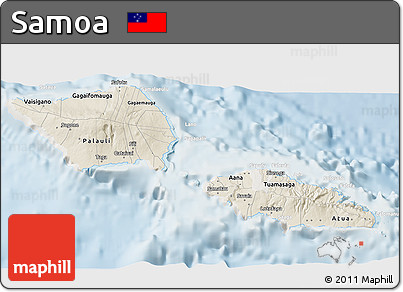 Shaded Relief 3D Map of Samoa, lighten