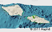 Shaded Relief 3D Map of Samoa, single color outside, satellite sea