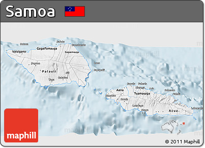Silver Style 3D Map of Samoa