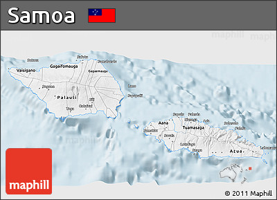 Silver Style 3D Map of Samoa