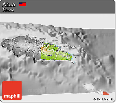 Physical 3D Map of Atua, desaturated