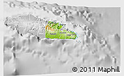 Physical 3D Map of Atua, lighten, desaturated