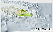 Physical 3D Map of Atua, lighten, semi-desaturated