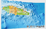 Physical 3D Map of Atua, political shades outside