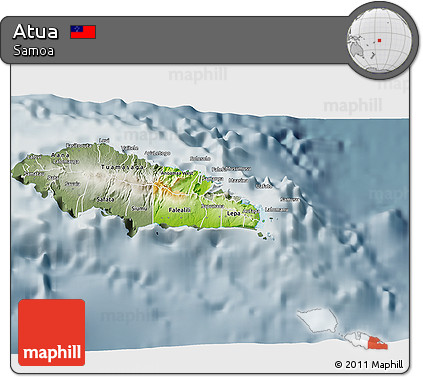 Physical 3D Map of Atua, semi-desaturated