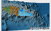 Political Shades 3D Map of Atua, darken