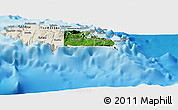 Satellite Panoramic Map of Atua, shaded relief outside