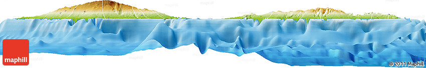 Physical Horizon Map of Samoa, single color outside, bathymetry sea, shaded relief sea