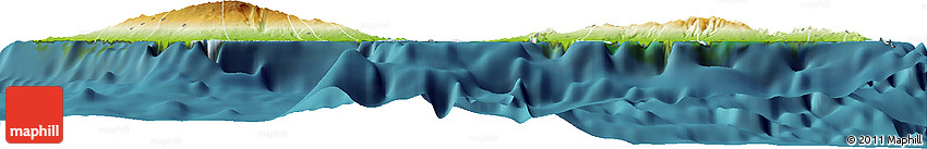 Physical Horizon Map of Samoa, single color outside, satellite sea