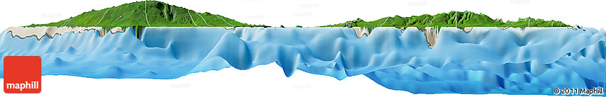 Satellite Horizon Map of Samoa, shaded relief outside