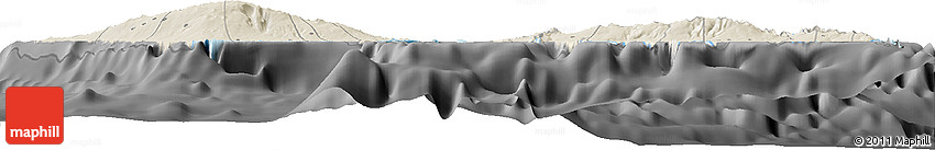 Shaded Relief Horizon Map of Samoa, darken, desaturated