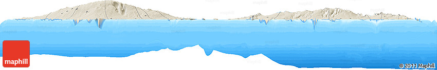 Shaded Relief Horizon Map of Samoa, single color outside, bathymetry sea