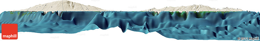 Shaded Relief Horizon Map of Samoa, single color outside, satellite sea