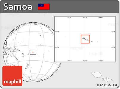 Gray Location Map of Samoa, blank outside, hill shading inside