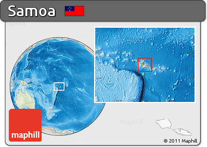 Physical Location Map of Samoa, lighten, land only