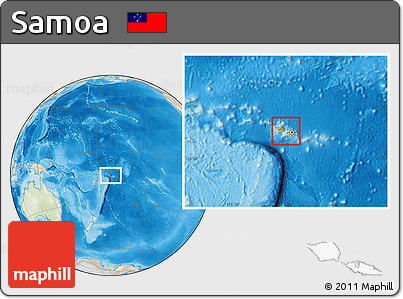 Physical Location Map of Samoa, lighten, land only