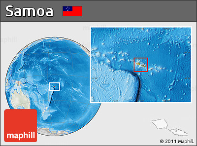 Physical Location Map of Samoa, lighten, semi-desaturated, land only