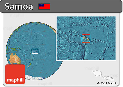 Physical Location Map of Samoa, satellite outside
