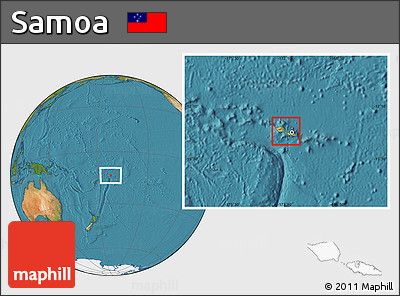 Physical Location Map of Samoa, satellite outside
