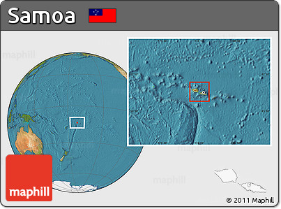 Physical Location Map of Samoa, satellite outside