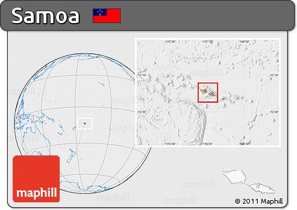 Political Location Map of Samoa, lighten, desaturated