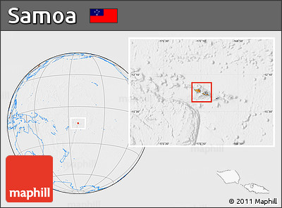 Political Location Map of Samoa, lighten, desaturated