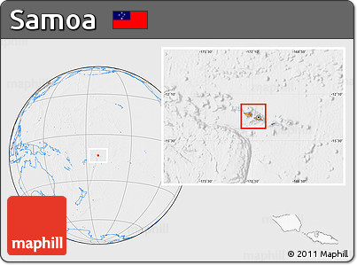 Political Location Map of Samoa, lighten, desaturated