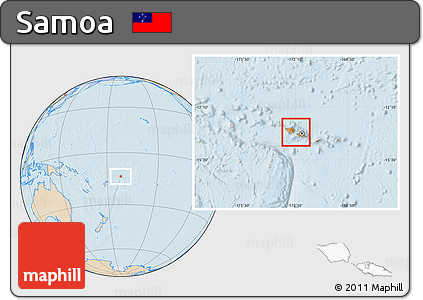 Political Location Map of Samoa, lighten, land only