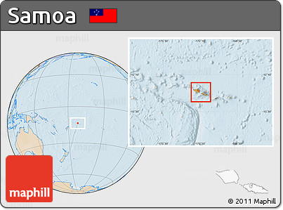 Political Location Map of Samoa, lighten, land only