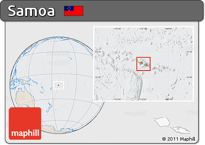 Political Location Map of Samoa, lighten, semi-desaturated