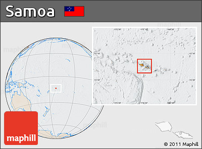 Political Location Map of Samoa, lighten, semi-desaturated