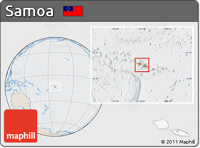 Political Location Map of Samoa, lighten, semi-desaturated