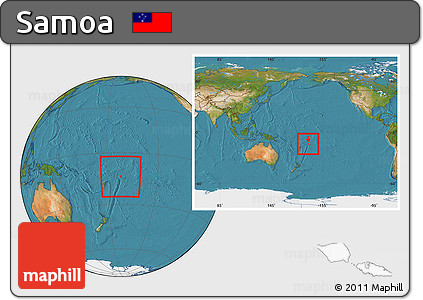 Satellite Location Map of Samoa, within the entire continent